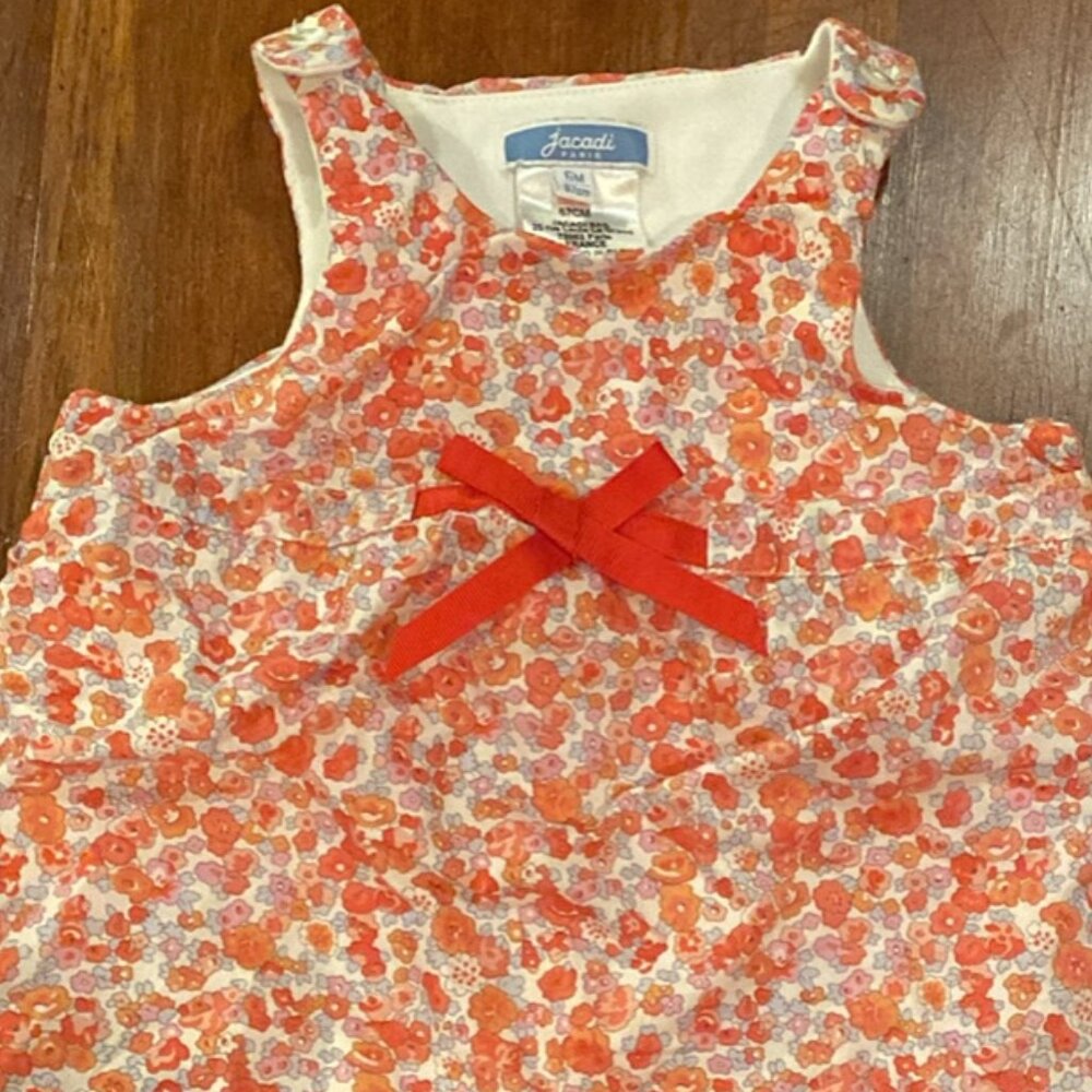 Jacadi Paris Floral Baby Romper Sleeveless 6M French Chic Baby Girl